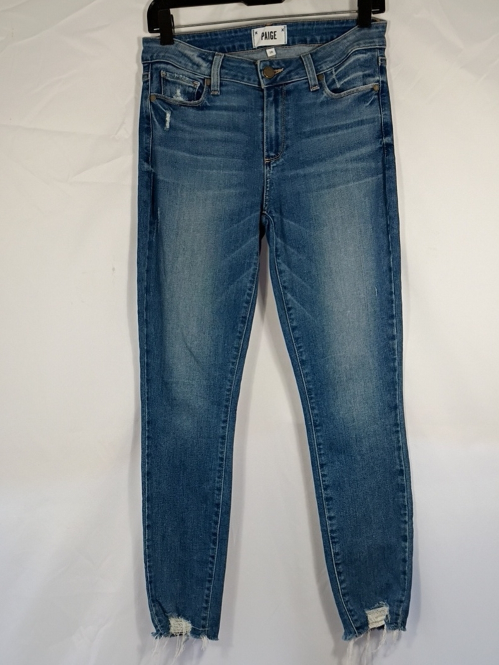 EUC PAIGE Verdugo Ankle Women's Blue Distressed Skinny Jeans Size 28 Denim
